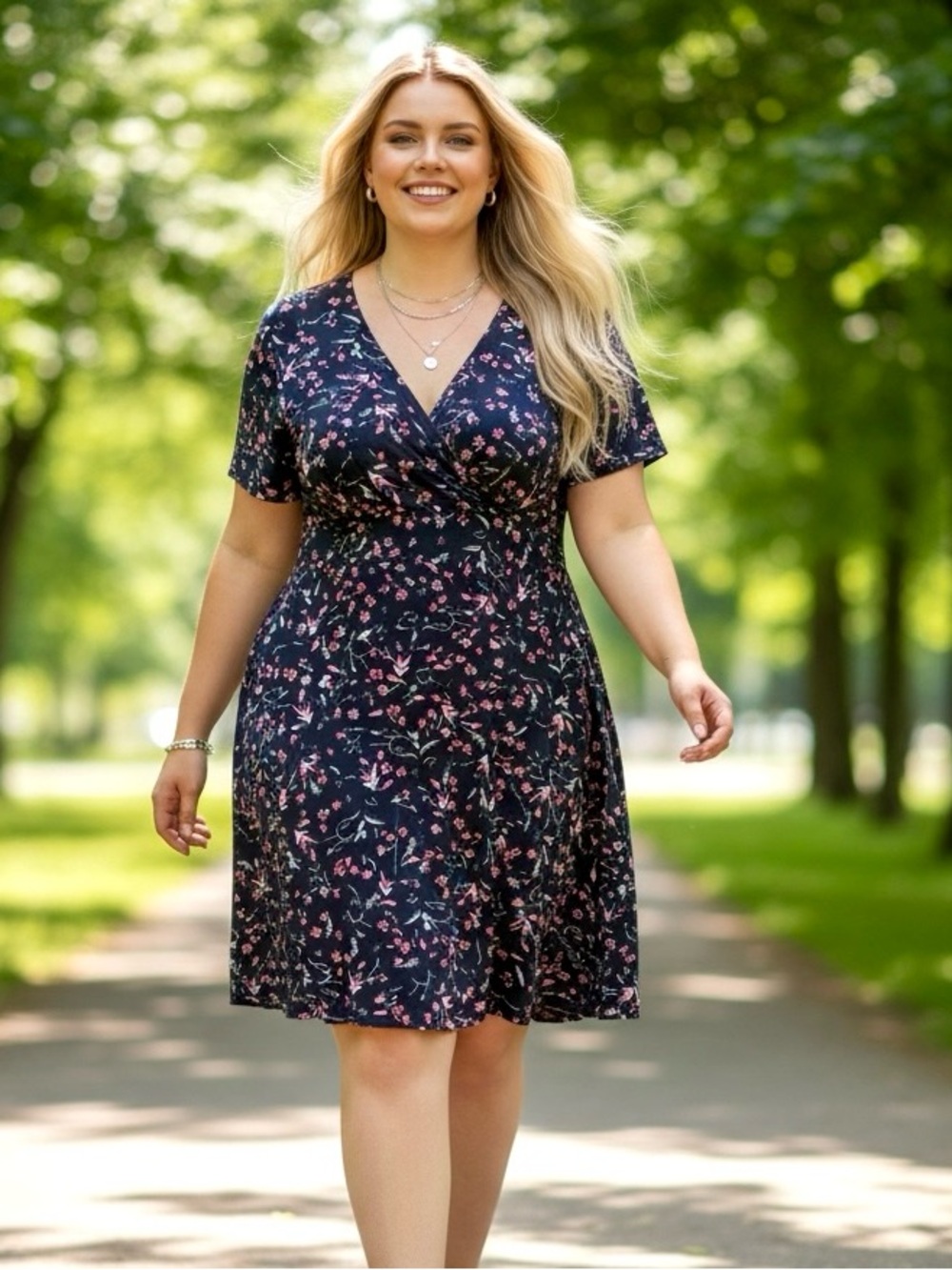In Every Story Dress, Navy Floral, 2X